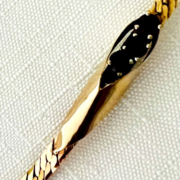 Bracelet~Italy 14K & 3~Garnets / Stamped / Vintage - Picture 9 of 16